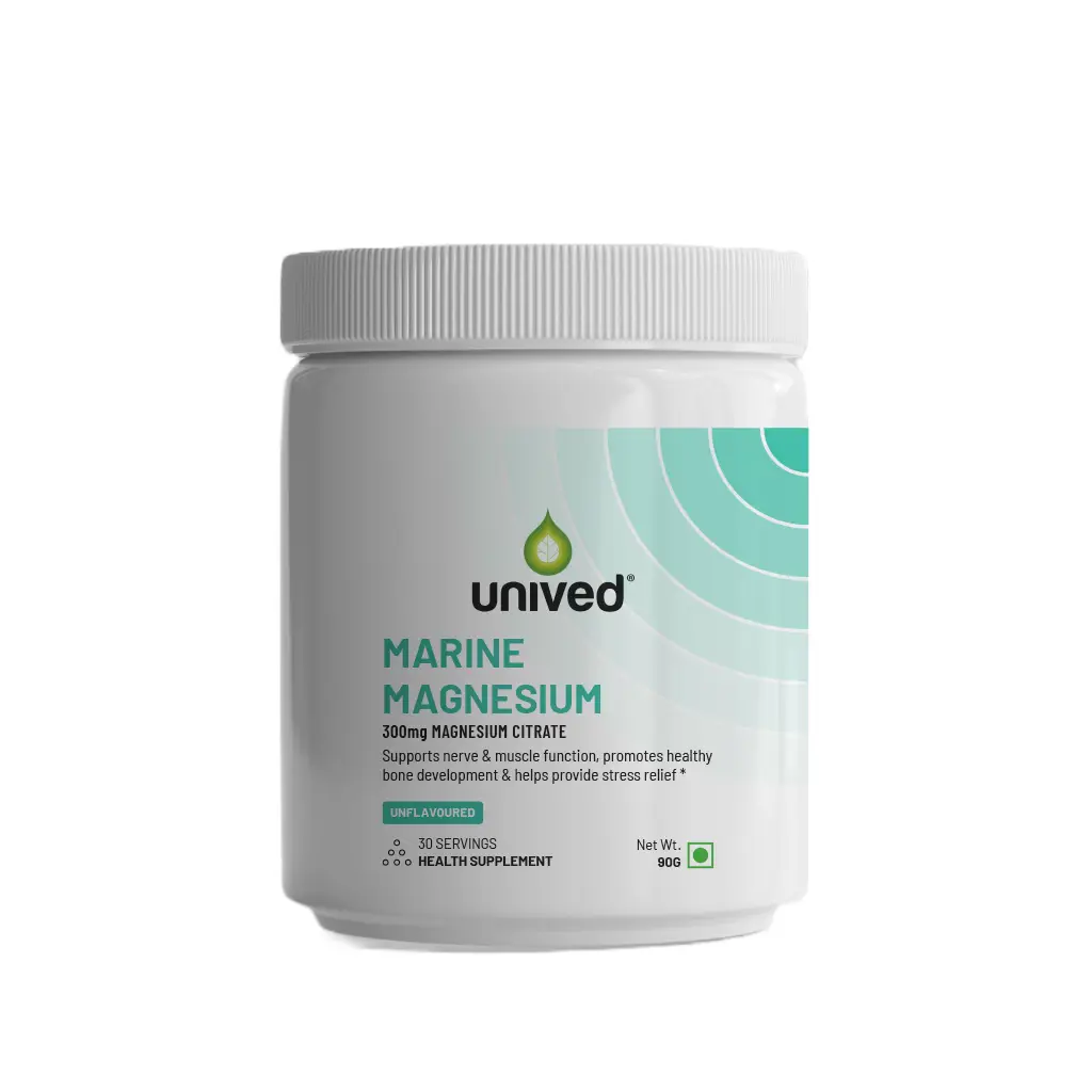 Unived Marine Magnesium 300mg for Supporting Nervous System - Unflavoured (90 gm)
