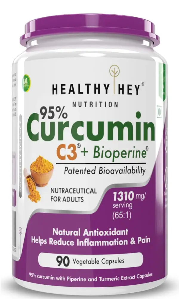HealthyHey - Nutrition Curcumin with Bioperine 1300mg (Ultra Pure) - Organic Turmeric - 90 Capsules - Pack of 1 (90 Capsules)