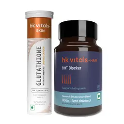 hk vitals Glutathione (Lemon, 15 Effervescent Tablets) and DHT Blocker (30 Tablets)