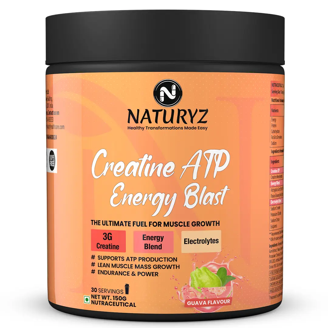 Naturyz Creatine ATP Energy Blast for Energy Blend and Electrolytes - Guava,150 gm