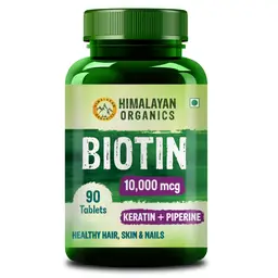 Himalayan Organics - Biotin 10,000mcg with Keratin + Piperine for Healthy Hair, Skin & Nails - 90 Tablets icon