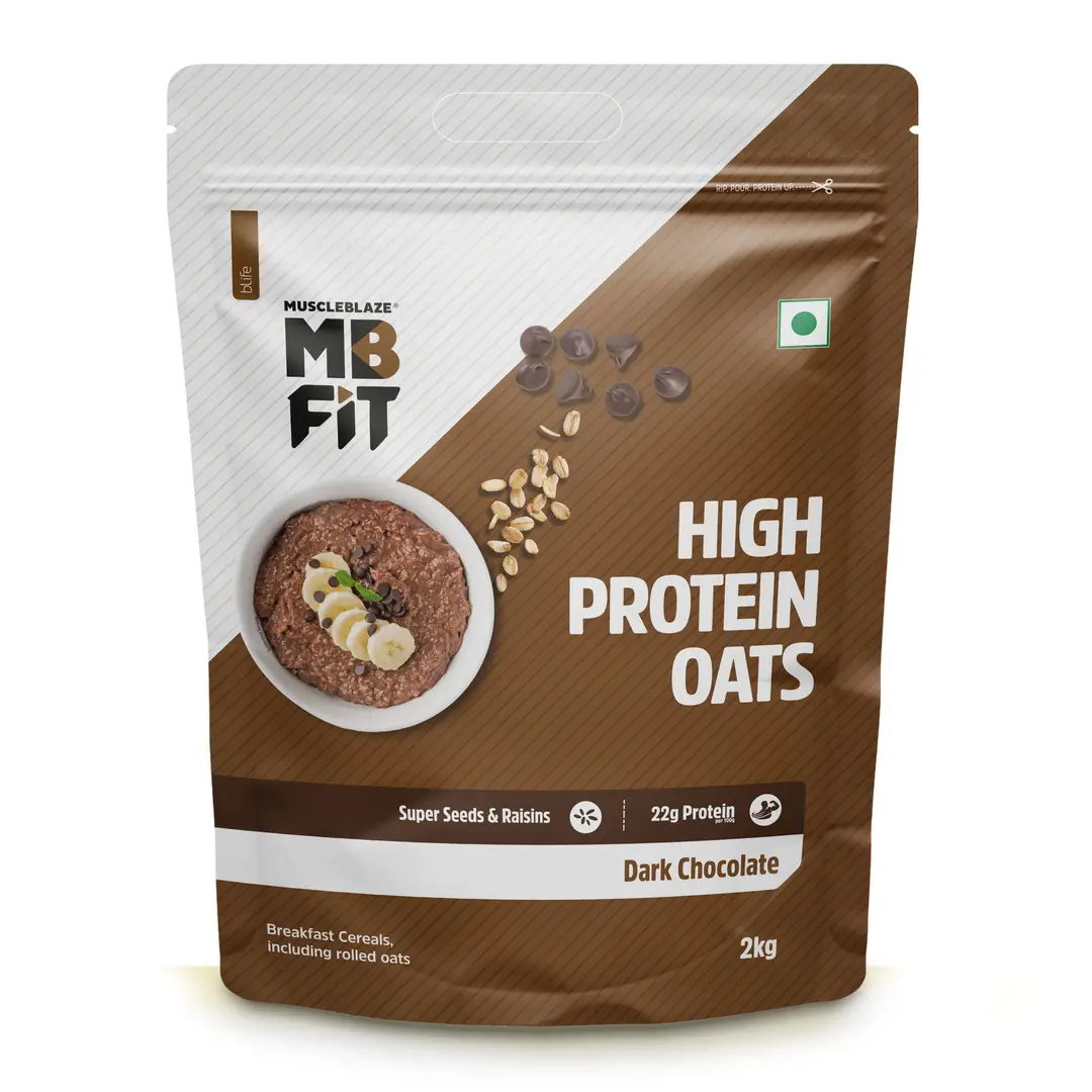 MuscleBlaze Fit High Protein Oats with 22 g Protein, Rolled Oats, Breakfast Cereals for Weight Management - 2000 gm
