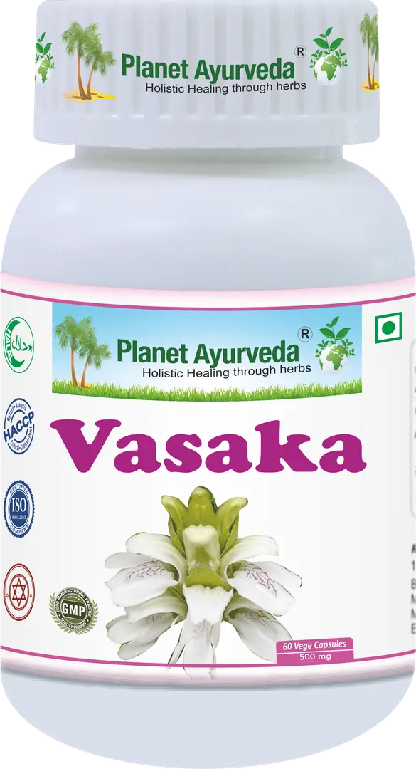 Planet Ayurveda Vasaka for Healthy Functioning of Lungs - Pack of 1 (60 Capsules)
