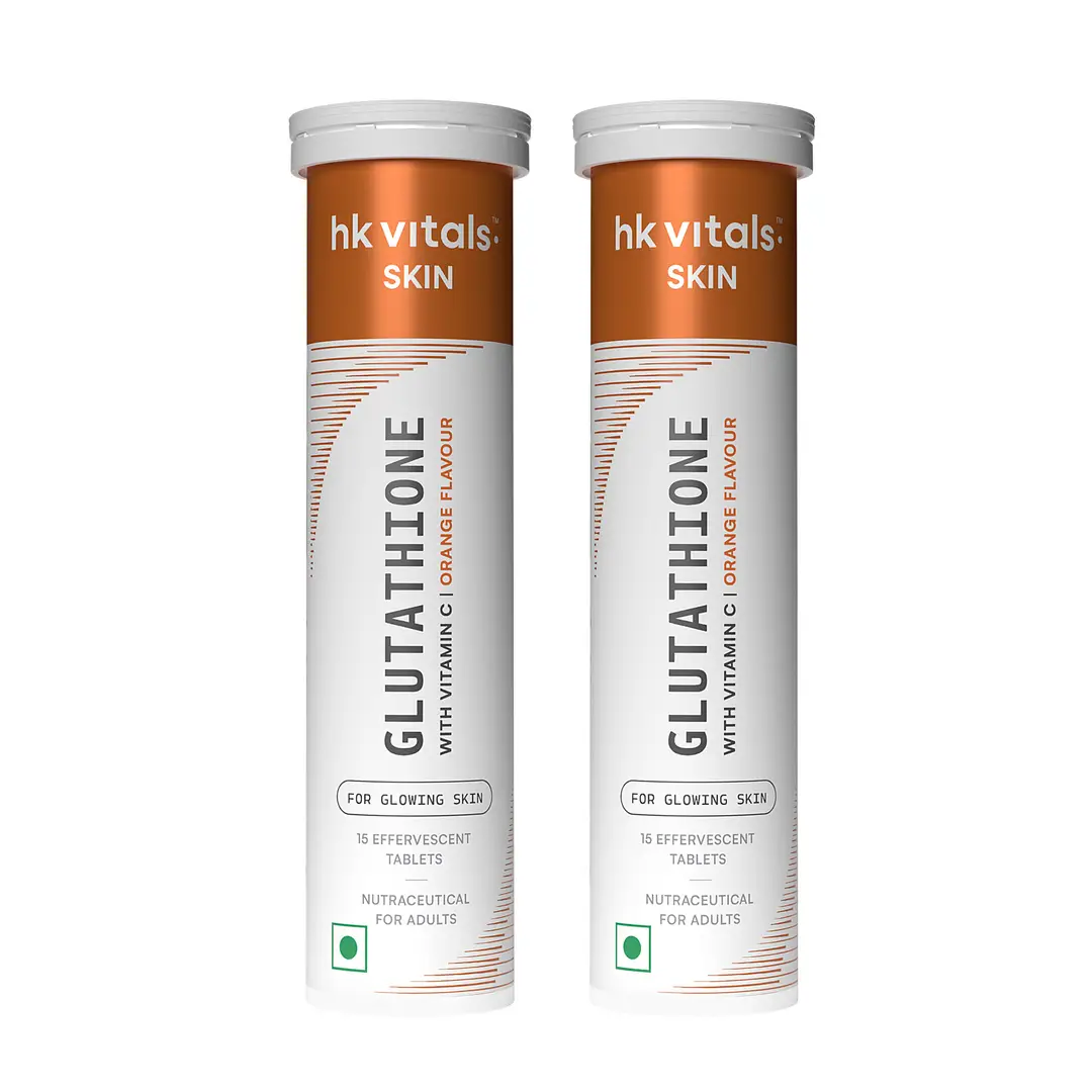 hk vitals Glutathione (Effervescent Tablets) | L-Glutathione Tablets with Vitamin C & E | For Skin Glow & Hydration - Orange,30 Effervescent Tablets