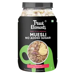 True Elements - No Added Sugar Muesli Jar  | Blend of natural rolled oats, wheat flakes,jowarflakes, dried fruits, seeds and nuts icon