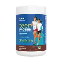 GNC milestones Teen Protein for Active Teens (13-17 Y) | Builds Strength & Stamina | Boosts Metabolism & Immunity | USA Formulated | 12.5g Protein | 1.5g Glutamine | 0.2g BCAA | Chocolate | 750g icon