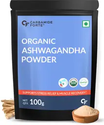 Carbamide Forte - CF 100% Organic Ashwagandha Powder - Withania Somnifera - USDA Certified Organic Ashwagandha for Vitality, Strength & Stress Management - 100g Veg Powder icon