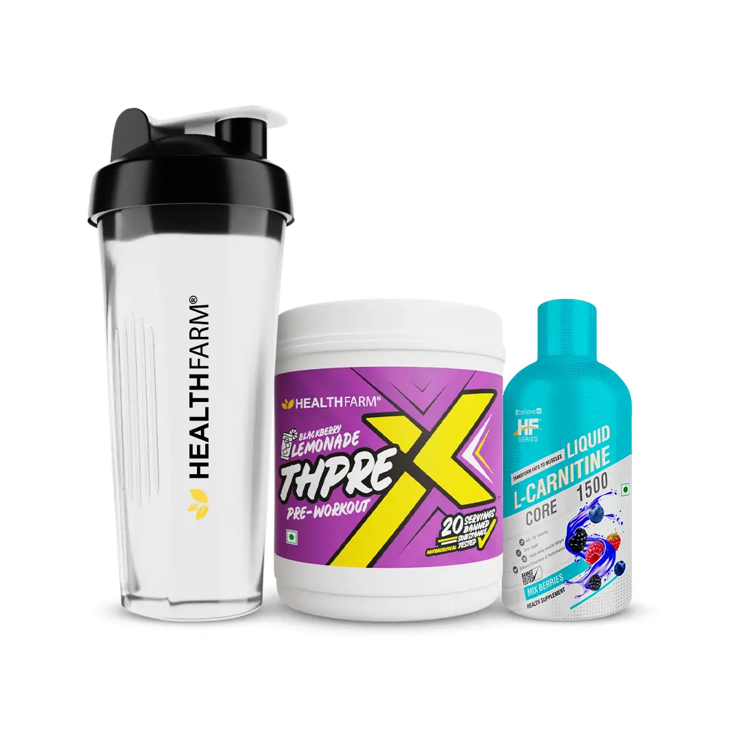 Healthfarm Burn Boost ( Thpre Blacberry 250gms+ L carnitine 1500 mg Mix Berries+Free Shaker ) - Combo Pack