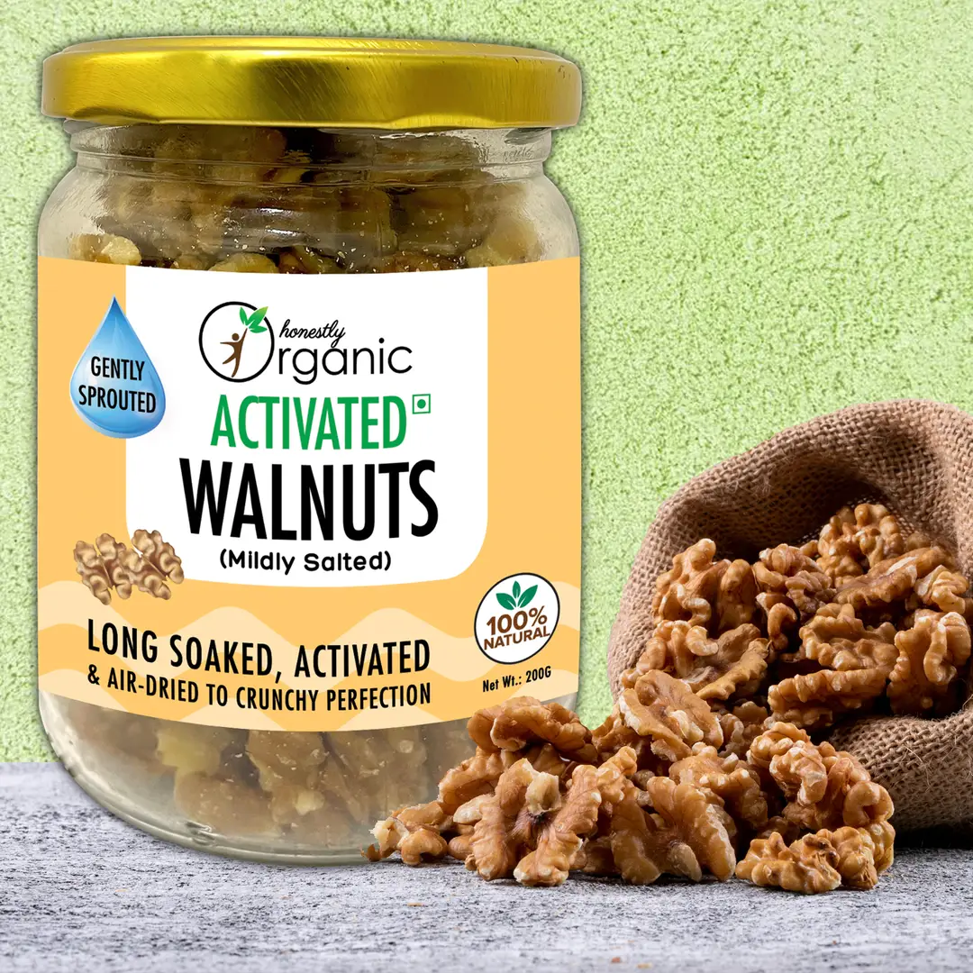 Honestly Organic - Activated Walnuts - with Distilled Water And Sea Salt - for Weight Management - 200 gm