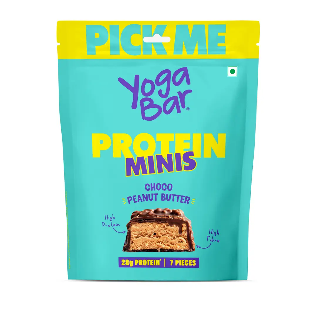 Yogabar Protein Minis Bar with no Trans Fat for Healthy Snacks - Pack of 1 (7 Energy Bars)