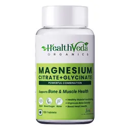 Health Veda Organics Magnesium Citrate+Glycinate 1648mg for Healthy Muscle Functioning and Improves Bone Density