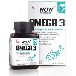 WOW Life Science - Omega-3 1300mg Capsules with Fish oil - EPA + DHA Enriched icon