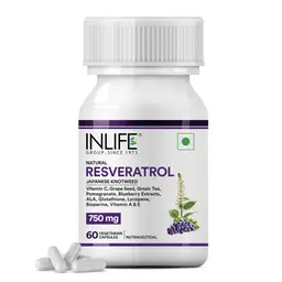 Inlife Resveratrol 750 mg with Japanese Knotweed (Trans-Resveratrol), Grape Seed, Lycopene, Vitamin E & C for Skin and Heart Health