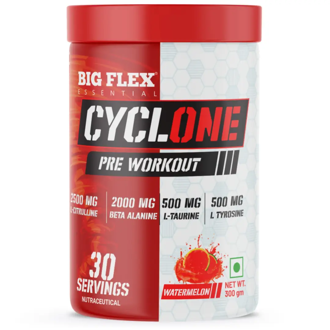Bigflex Essential Cyclone Pre-workout with Beta Alanine, L-Citrulline for Intense Workout - Watermelon,300 gm