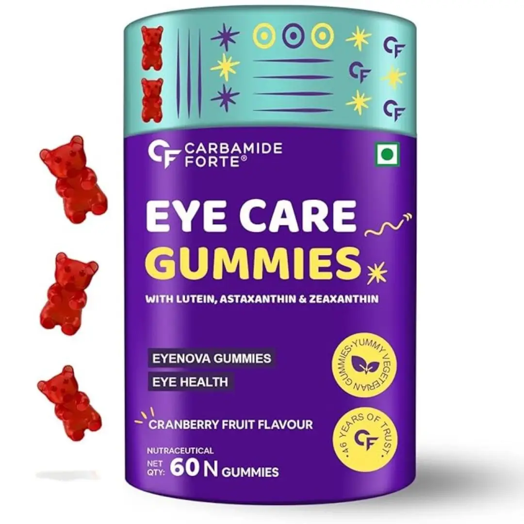 Carbamide Forte Eye Gummies with Astaxanthin, Veg DHA and Vitamin C for Improved Eye Vision - Pack of 1 (60 Gummies)