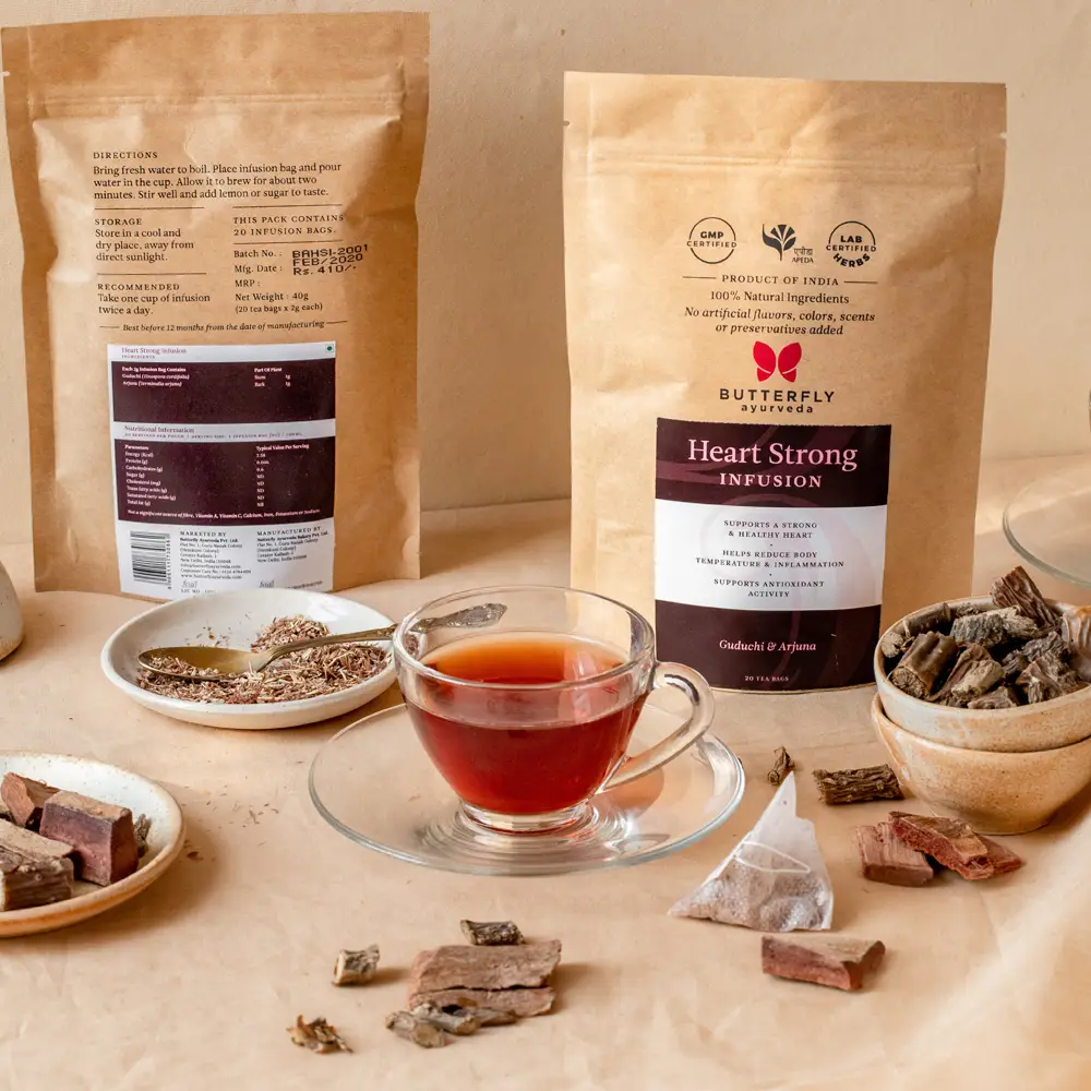 Butterfly Ayurveda - Heart Strong Infusion - For A Healthy Heart - 20 Tea Bags - Pack of1(20Tea Bags)