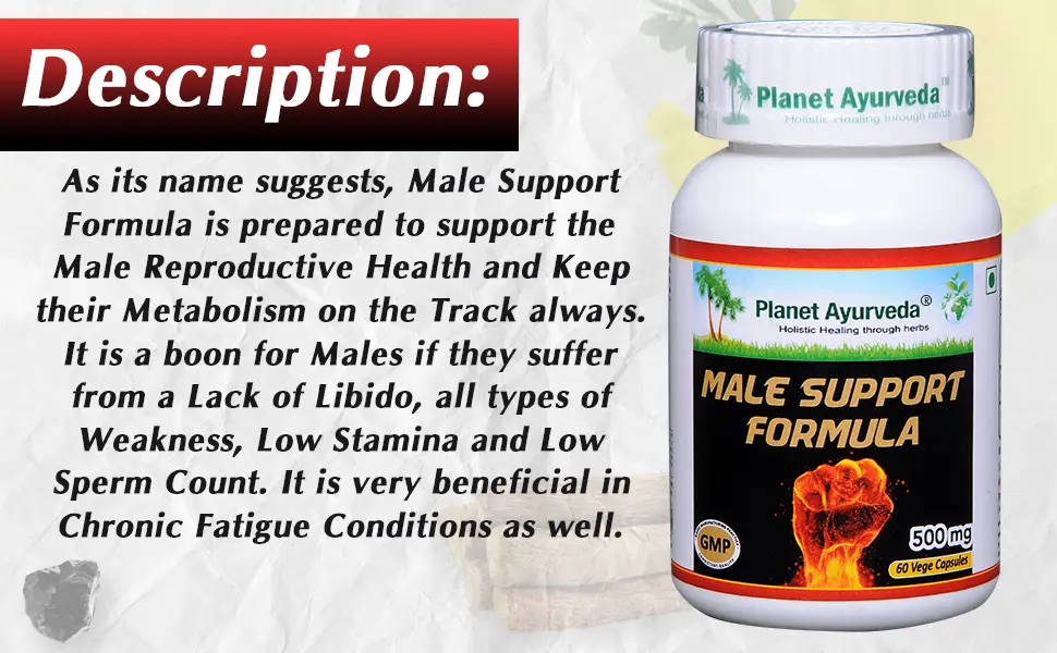 Buy Planet Ayurveda Male Support Formula for General Overall Male Health -  Pack of 1 (60 Capsules) Online in India