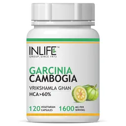 INLIFE - Pure Garcinia Cambogia Fruit 60% HCA Weight Management Herbs Supplement, 1600mg - 120 Vegetarian Capsules icon