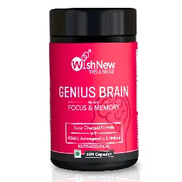 Wishnew Wellness Genius Brain with Brahmi,Gingko Bilboa for Supporting Focus and Memory