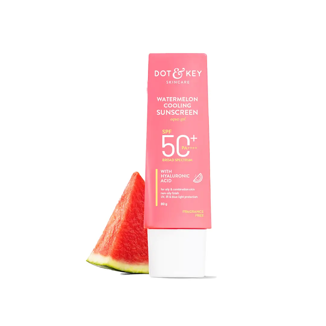Dot & Key Watermelon Hyaluronic Cooling Sunscreen SPF 50+ PA+++ for Even Toned & Glowing Skin - 80 gm