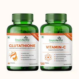 Simply Herbal L Glutathione 60 capsule And Vitamin C 120 Tablets from Amla Extract for Skin Health (Combo Pack) icon