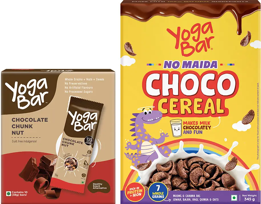 Yogabar - Chocolate Chunk Energy Bar + Choco Cereal 345g - Combo pack (Energy Bar & Choco Cereal )