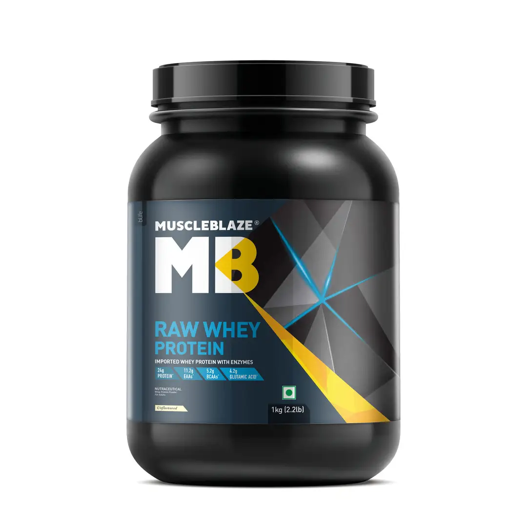 MuscleBlaze -  Beginner's Whey Protein _ with Skimmed Milk Powder, Whey Protein Concentrate - for Faster Muscle Recovery and Improved Strength - Unflavoured,2.2 lb