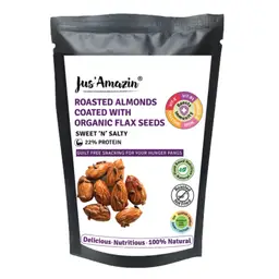 Jus Amazin -  Roasted Almond Coated Sweet 'N' Salty with Organic Flax Seeds  - for  High Protein, Rich in Fiber and Omega-3  (Pack of 6) icon