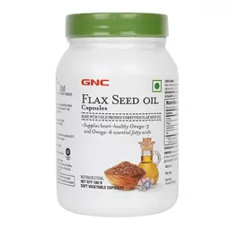 GNC Flax Seed Oil Omega-3 Vegetarian Capsules | Supports Good Memory | Protects Vision | Relieves Stiffness & Joint Discomfort | Cold-Pressed & Unrefined | USA Formulated | 180 Capsules icon