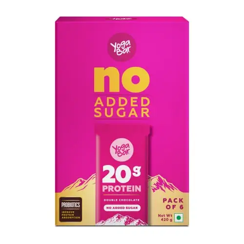 Yogabar No Added Sugar Double Chocolate Protein Bars | Pack of 6 | 420g - 420 gm