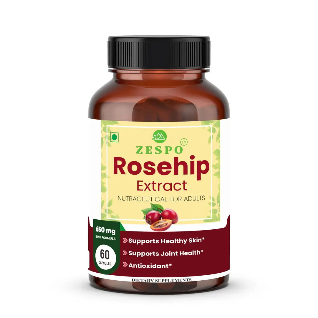 Zespo Rosehip Extract with Vitamin C for Skin and Joint Health - Pack of 1(60 Capsules)