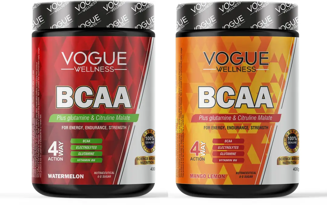 Vogue Wellness BCAA Supplement for Energy and Muscle Recovery (Combo) - Watermelon and Mango Lemon(800 gm)