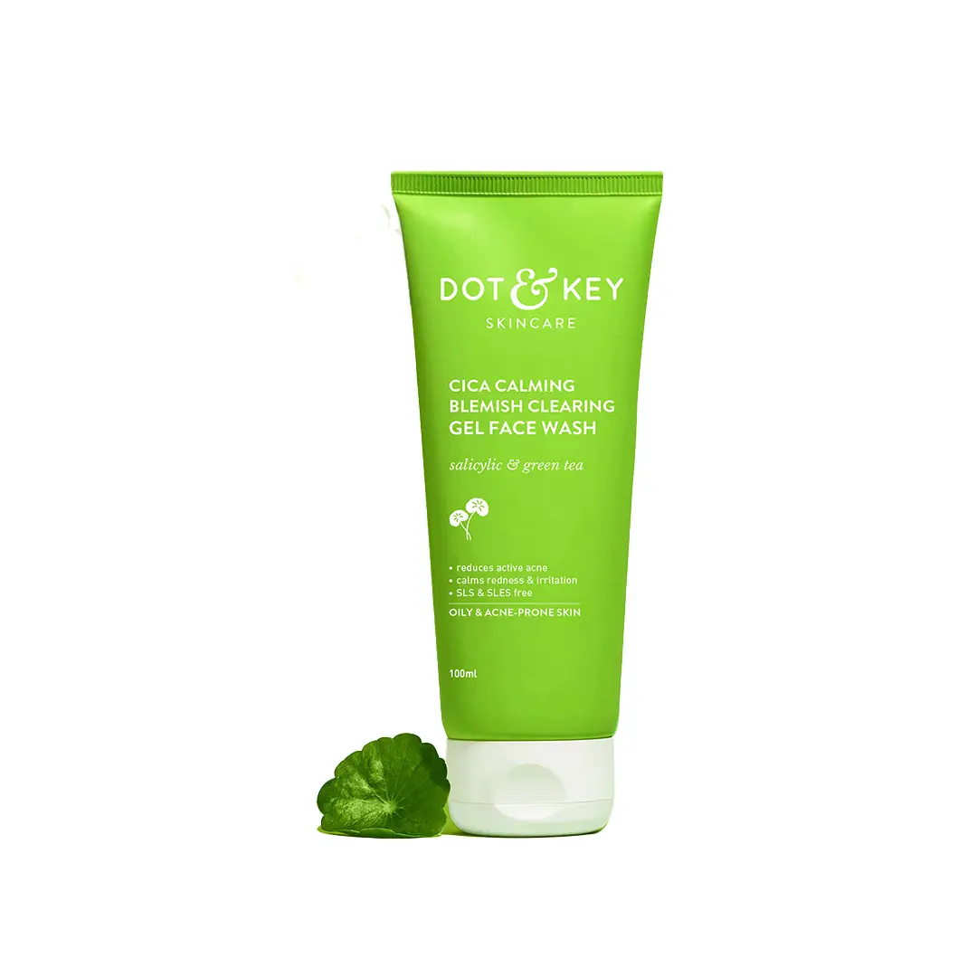 Dot & Key Cica Salicylic Face Wash With Green Tea, Acne Clearing Sulphate for Oily and Acne Prone Skin - 100 ml