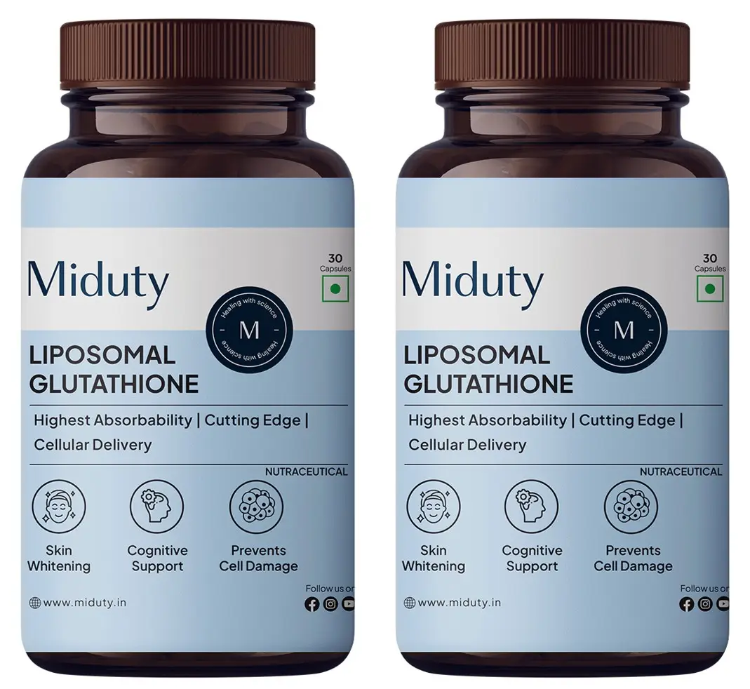 Miduty Liposomal Glutathione for Skin Whitening and Cogitive Support - Pack of 2 (60 Capsules)