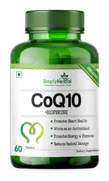 Simply Herbal Natural Coenzyme Q10 Tablets 200 mg for Heart Health and Energy Metabolism- 60 Tablets icon
