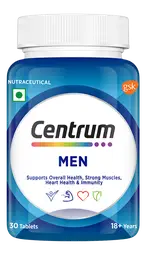 Centrum - Men, with Grape seed extract, Vitamin C & 22 vital Nutrients for Overall Health, Strong Muscles & Immunity (Veg) |World's No.1 Multivitamin icon