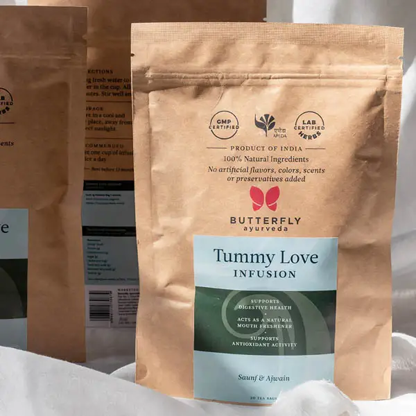 Butterfly Ayurveda - Tummy Love Infusion - For Healthy Digestion - 20 Tea Bags - Pack of1(20Tea Bags)
