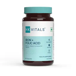 HealthKart -  HK Vitals Iron + Folic Acid Supplement, with Zinc, Vitamin C & Vitamin B12, Supports Blood Building, Immunity and Energy, 60 Iron Folic Acid Capsules icon