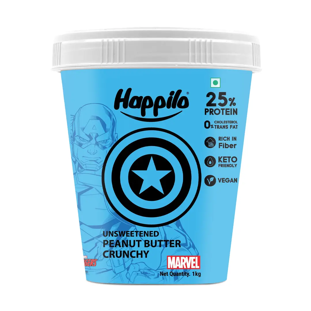 Happilo Marvel Unsweetened Peanut Butter for Weight Management - Crunchy,1000 gm