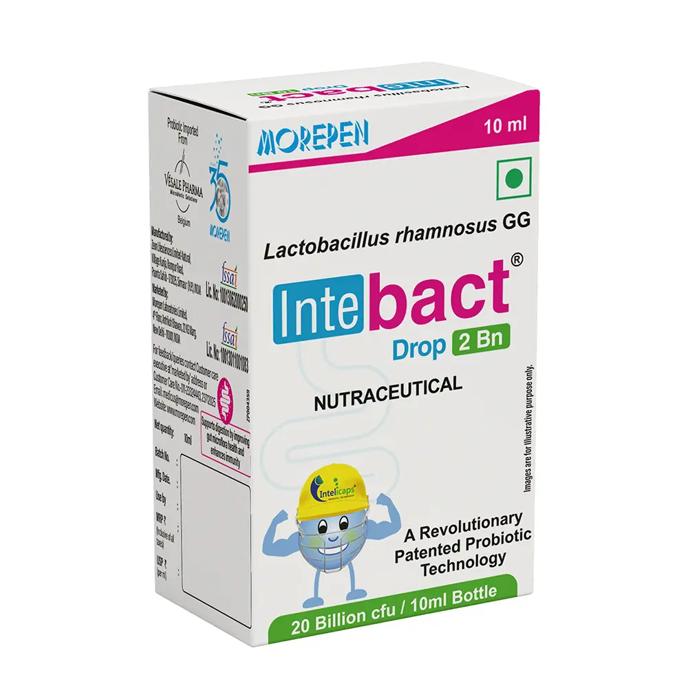 Dr. Morepen Intebact Drops 2BN CFU Probiotics Supplement for Digestive Health - 10 ml