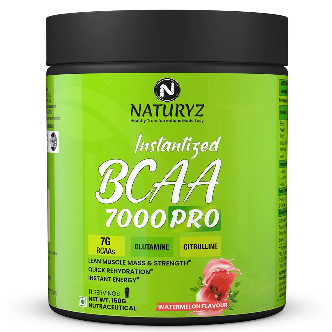 Naturyz Instantized BCAA 7000 PRO with 7G BCAAs Glutamine for Lean Muscle Mass and Energy - Watermelon,150 gm