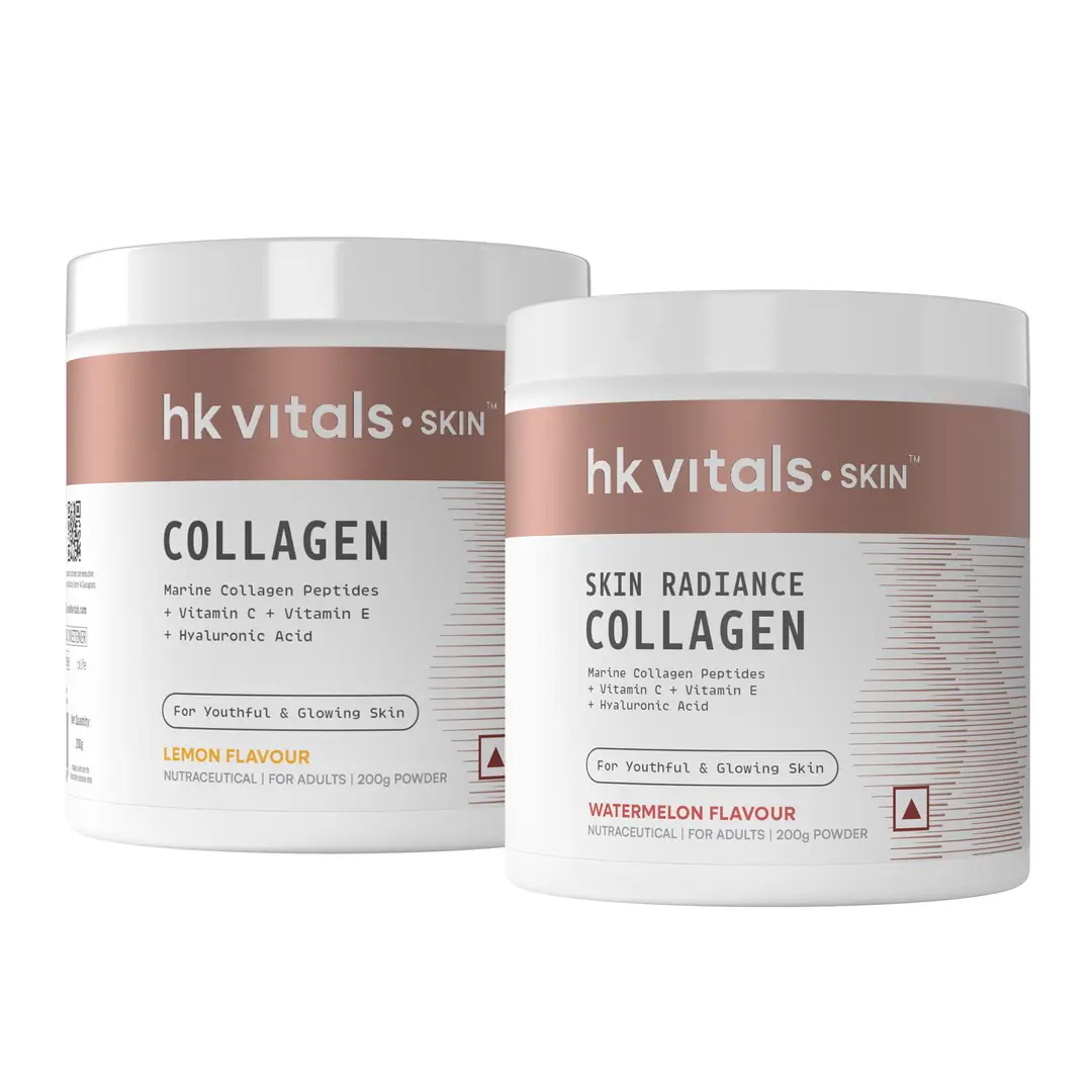 hk Vitals Skin Radiance Collagen Powder with Biotin, Vitamin C, & E for Healthy Skin, Hair and Nails - Lemon & Watermelon