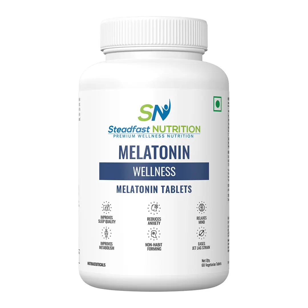 Steadfast Nutrition - Melatonin Supplement - with Sodium Starch Glycolate - for Regulating Sleep Cycle - Pack of 1 (60 Tablets)
