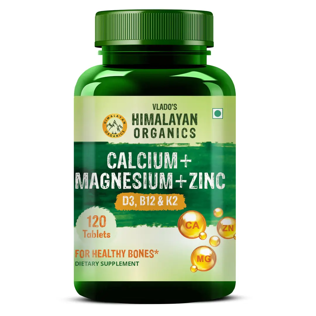 Vlado's Himalayan Organics Calcium Magnesium Zinc Vitamin D3 & B12 - Pack of 1(120 Tablets)