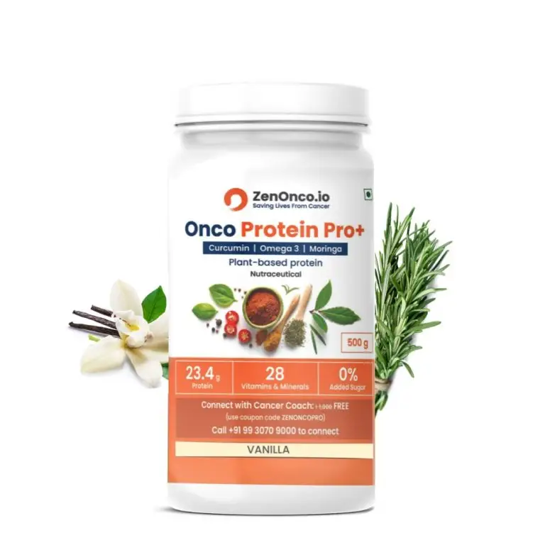 ZenOnco.io Onco Protein Pro+ Plant-Based Protein for with 23.4gm Protein for Weight and Boost Immunity - Vanilla,1.1 lb