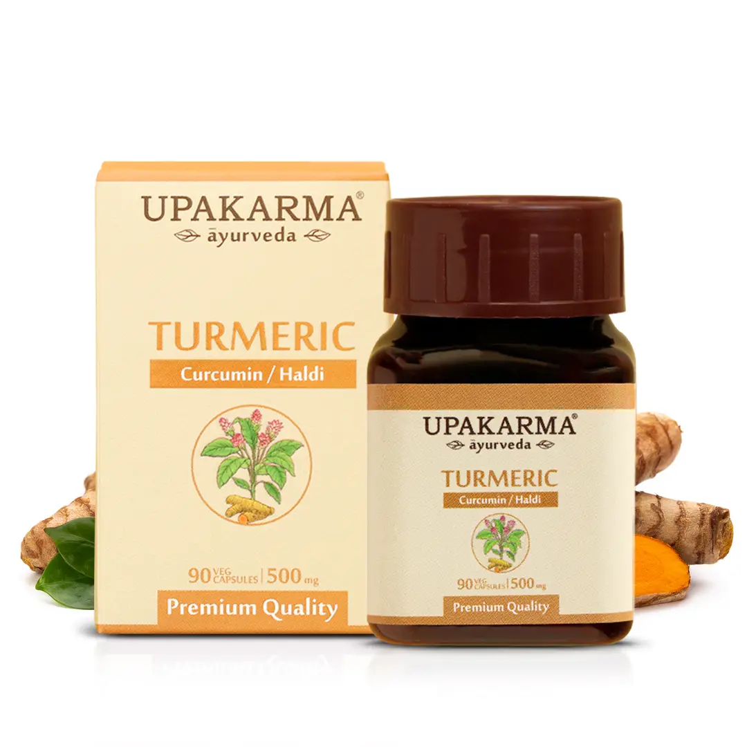 UPAKARMA Ayurveda Pure Herbs Turmeric | Curcumin | Haldi Extract Capsules to Boost Immunity and Strength, 500 mg 90 Veggie Capsules - Pack of 1 (90 Capsules)