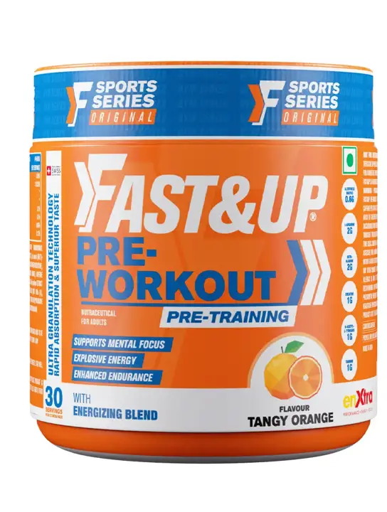 Fast&Up Pre Workout for Muscle Endurance, Pump, Energy & Mental Focus - Tangy Orange