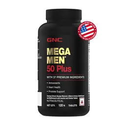 GNC Mega Men 50 Plus Multivitamin | Promotes Prostate Health | Boosts Immunity | Protects Heart & Vision | Supports Memory | Formulated In USA | 37 Premium Ingredients | 120 Tablets icon