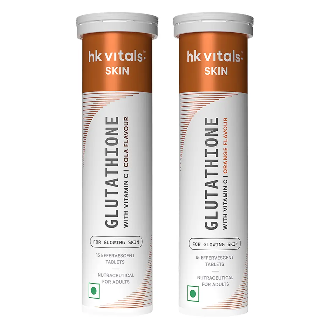 hk vitals Glutathione| L-Glutathione Tablets with Vitamin C & E | For Skin Glow & Hydration - Cola & Orange