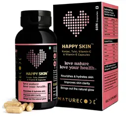 Nature Code Happy Skin Reduces Acnes , Blemishes & Spots , Keeps Skin Nourished & Hydrated .- 60 Veg. Capsule. icon